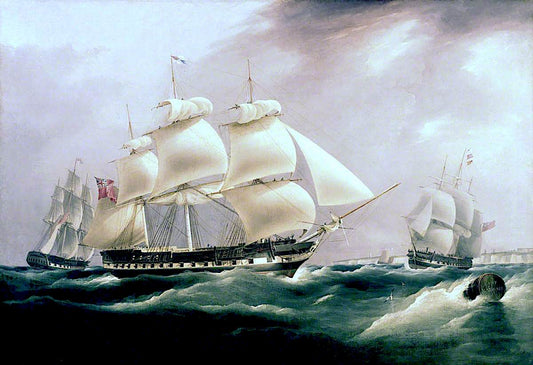 East Indiaman 'Herefordshire', vintage artwork by William John Huggins, 12x8" (A4) Poster