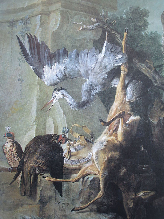 Hunting still-life with a dead deer, vintage artwork by Jean-Baptiste Oudry, 12x8" (A4) Poster