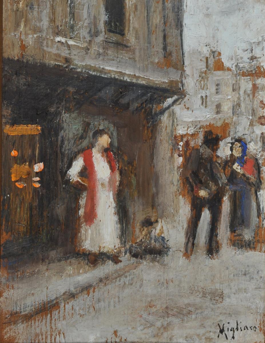 At the Door, vintage artwork by Vincenzo Migliaro, 12x8" (A4) Poster