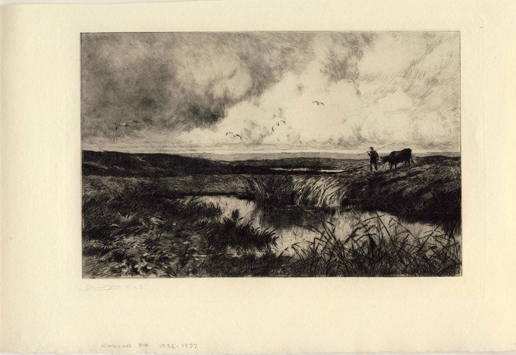 Near the Coast at Cadeaux-Sur-mer, vintage artwork by Edmond Yon, 12x8" (A4) Poster