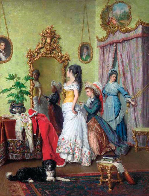 Getting ready for the ball, vintage artwork by Charles Baugniet, A3 (16x12") Poster Print