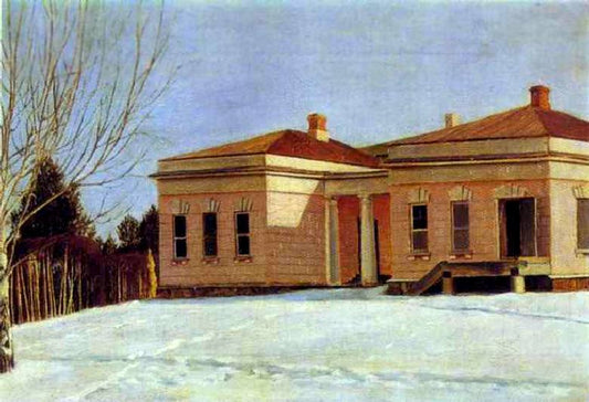 House in Ostrovki, vintage artwork by Grigory Soroka, 12x8" (A4) Poster