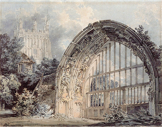 Arch of the Old South Abbey, Evesham, vintage artwork by Joseph Mallord William Turner, 12x8" (A4) Poster