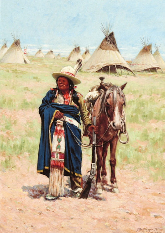 Pine Ridge S. D., vintage artwork by John Hauser, 12x8" (A4) Poster