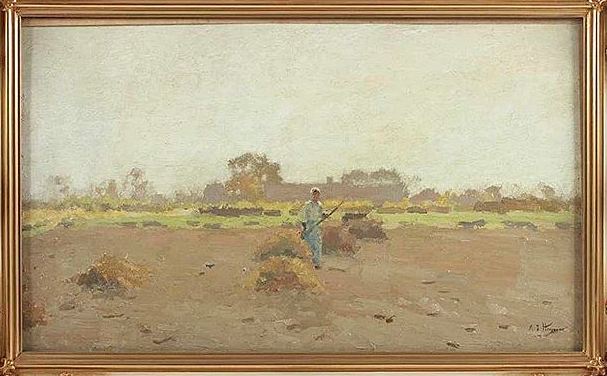 Farm Worker, vintage artwork by Adrien Heymans, 12x8" (A4) Poster