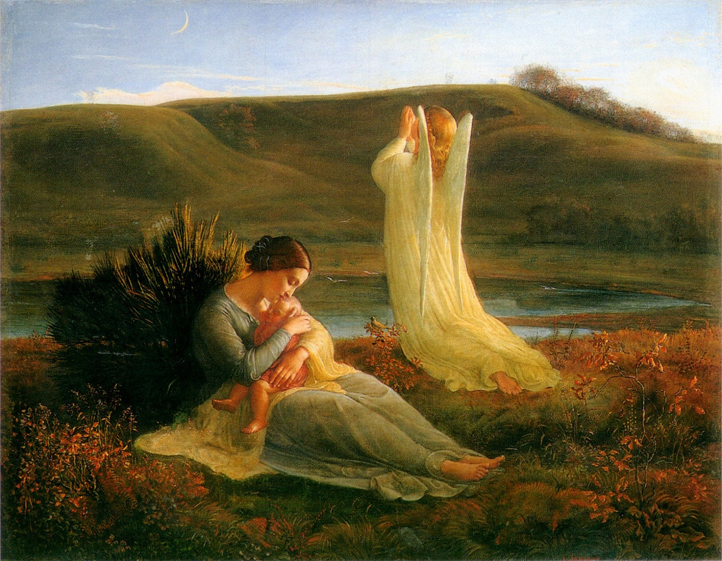 Poem of the Soul 03, The Angel and his Mother, vintage artwork by Louis Janmot, A3 (16x12") Poster Print