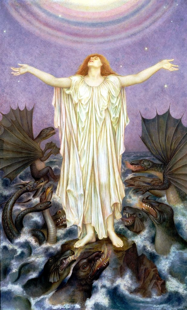 S.O.S., vintage artwork by Evelyn de Morgan, 12x8" (A4) Poster