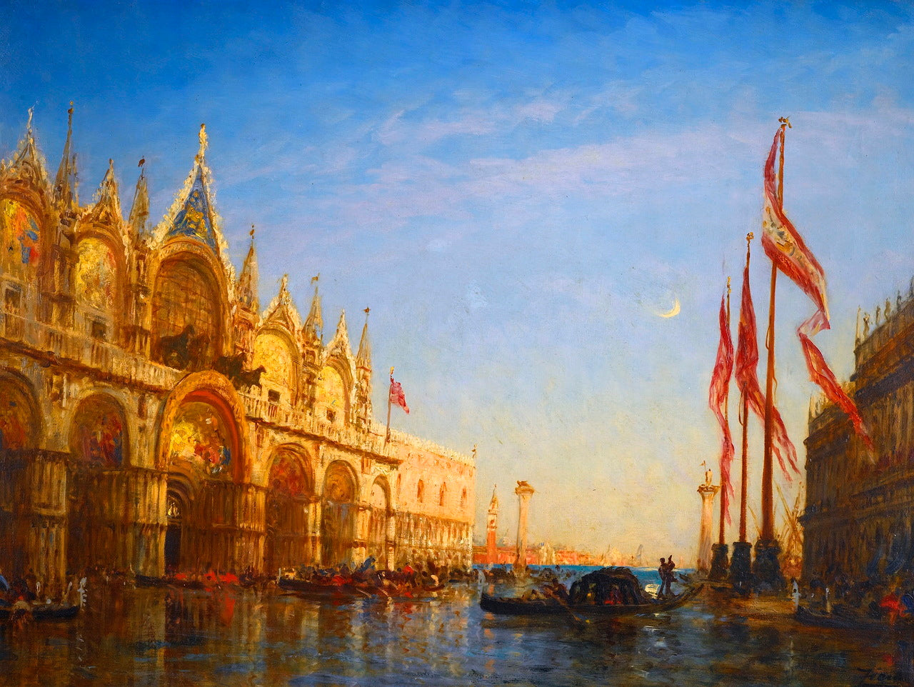 Flood in Venice, vintage artwork by Felix-Francois-Georges-Philbert Ziem, 12x8" (A4) Poster