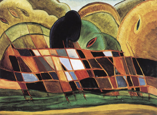 Brick Barge with Landscape, vintage artwork by Arthur Dove, 12x8" (A4) Poster