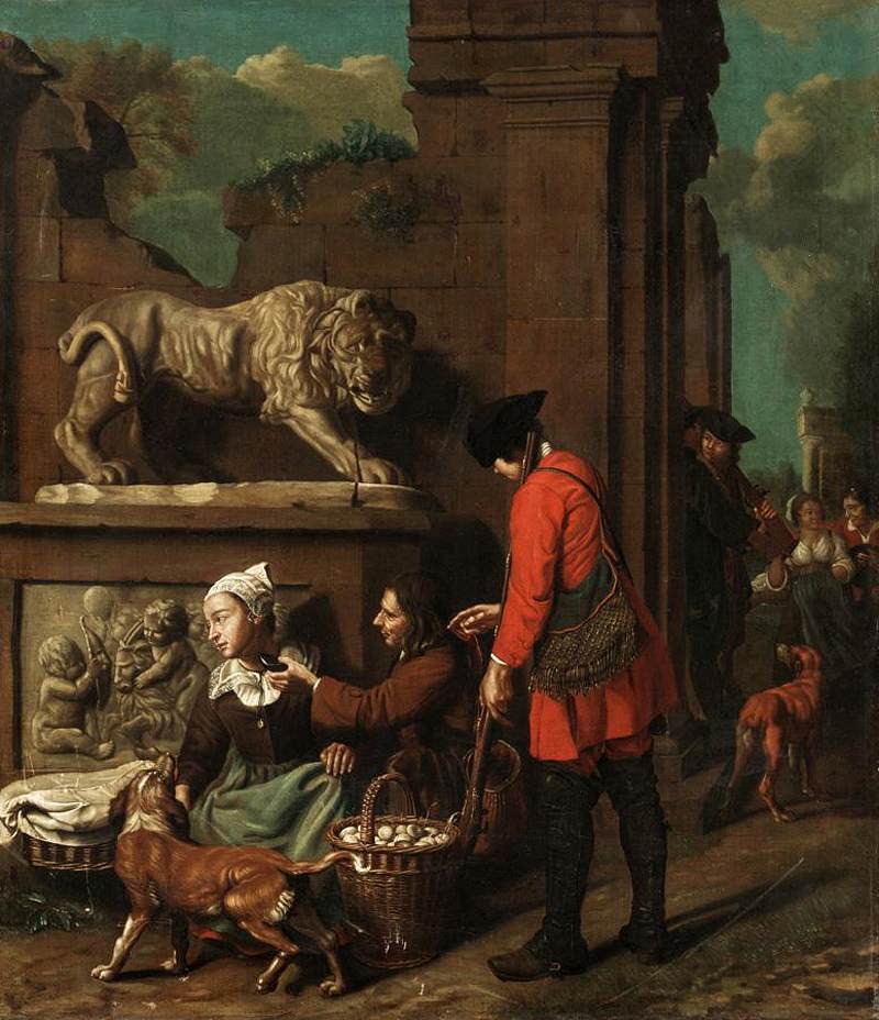 Capriccio Scene, vintage artwork by Jan Josef Horemans the Elder, 12x8" (A4) Poster