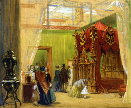 Interior of the Great Exhibition: The Austrian Court, vintage artwork by Louis Hague, A3 (16x12") Poster Print