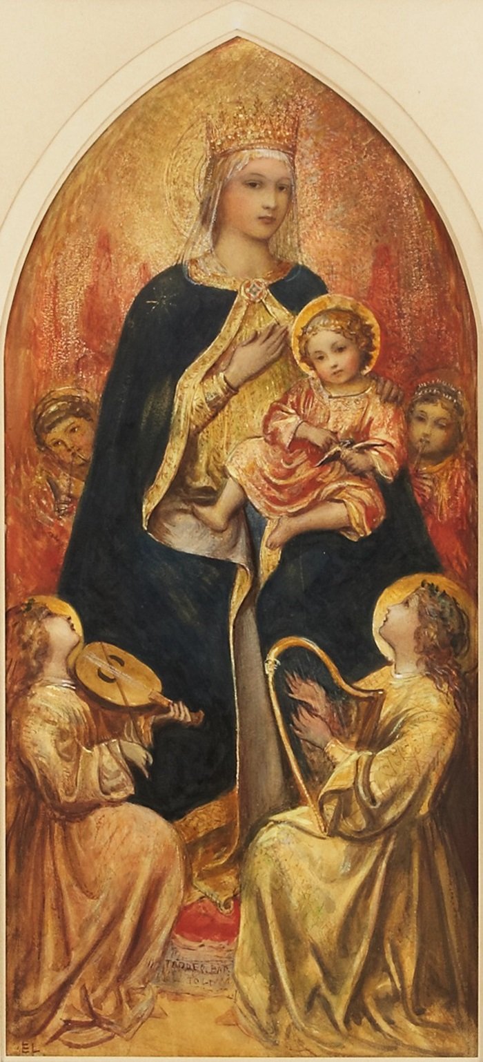 Virgin with Angels, vintage artwork by Egron Sillif Lundgren, A3 (16x12") Poster Print