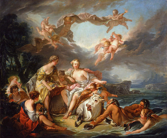 The Abduction of Europa (Raleigh version), vintage artwork by François Boucher, 12x8" (A4) Poster