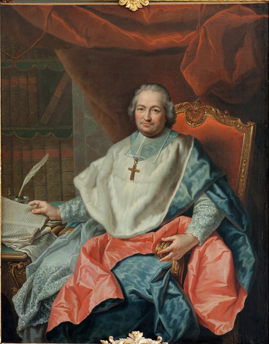 Portrait of Mgr Joachim Colbert de Croissy, Bishop of Montpellier, vintage artwork by Jean Raoux, 12x8" (A4) Poster