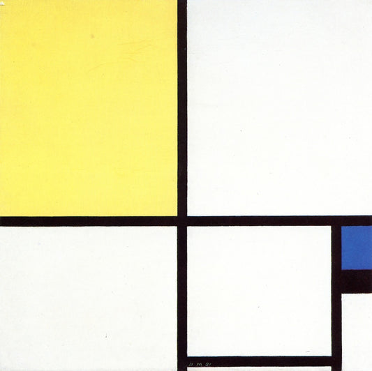 Composition with Blue and Yellow, vintage artwork by Piet Mondriaan, 12x8" (A4) Poster