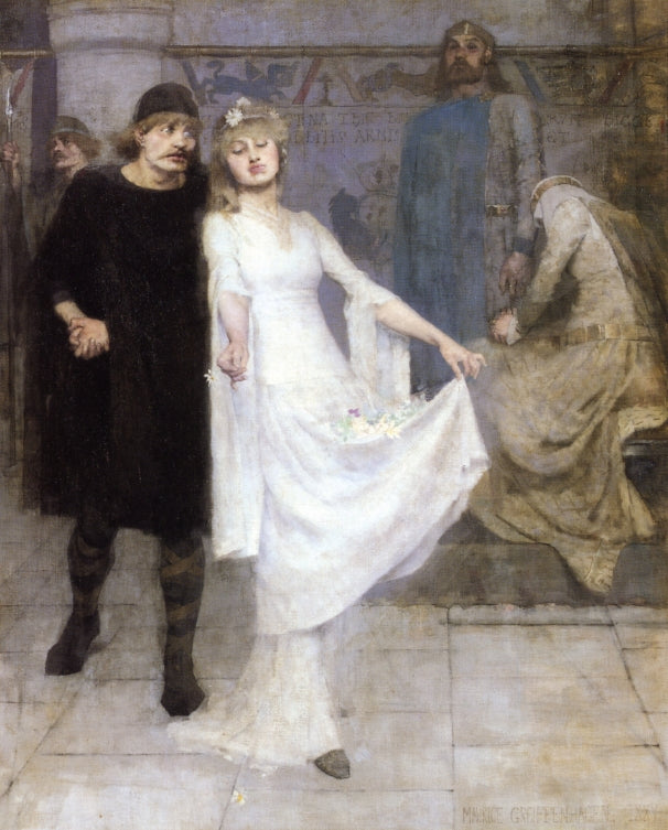 Ophelia and Laertes, vintage artwork by Maurice William Greiffenhagen, 12x8" (A4) Poster