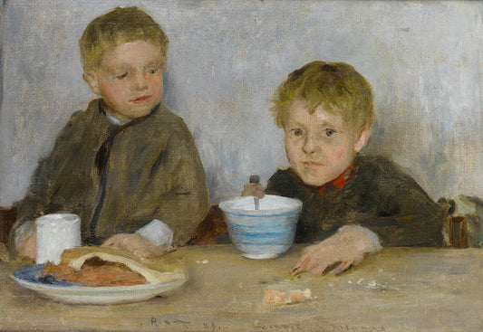 Georgie and Richard, vintage artwork by Henry Scott Tuke, 12x8" (A4) Poster