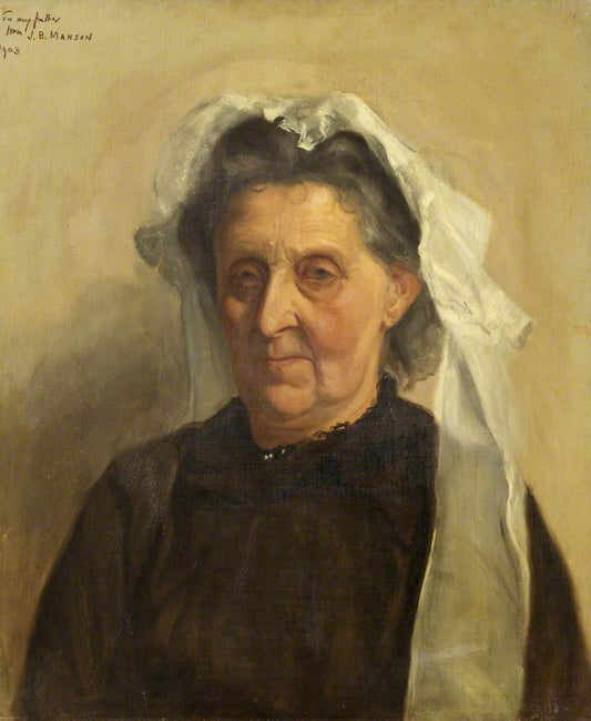 Old Woman in a White Cap, vintage artwork by James Bolivar Manson, 12x8" (A4) Poster