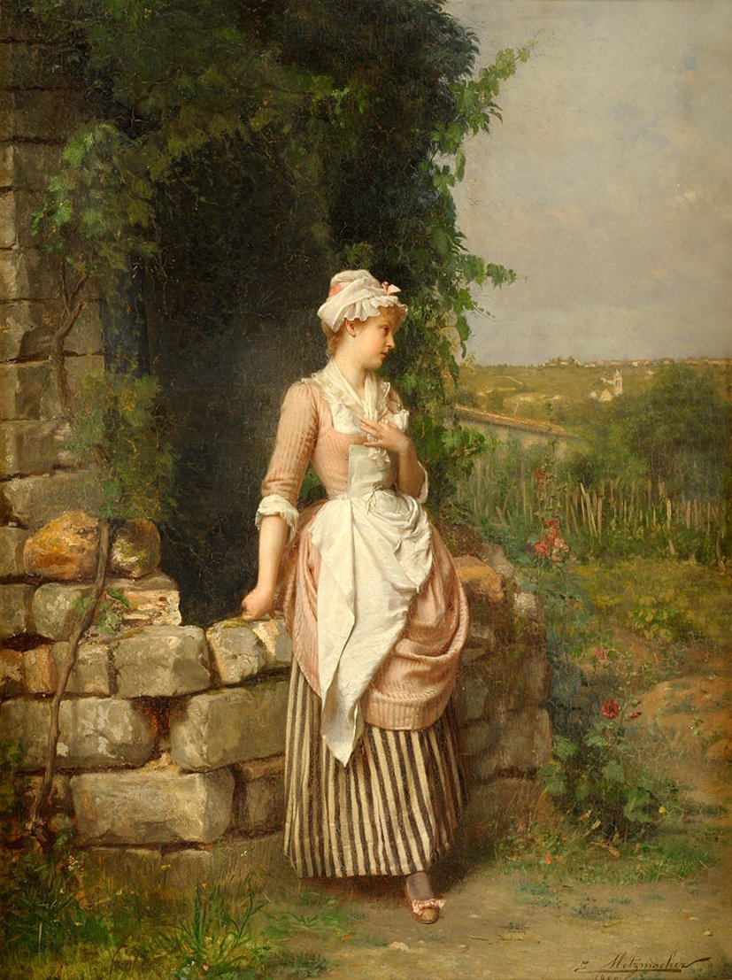 The first rendezvous, vintage artwork by Emile Pierre Metzmacher, A3 (16x12") Poster Print