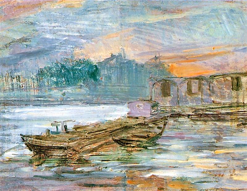 Barges on the Seine by Stanislaw Wyspianski,A3(16x12")Poster
