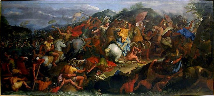 Life of Alexander the Great 1 - Battle of the Granicus, vintage artwork by Charles Le Brun, 12x8" (A4) Poster