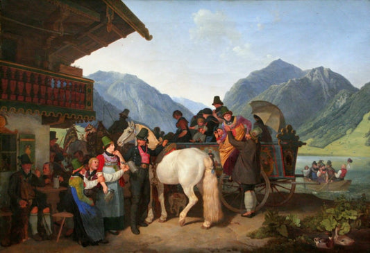 Saint Leonard's Festival in Fischhausen, Schliersee, vintage artwork by Peter von Hess, 12x8" (A4) Poster