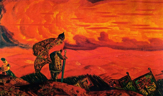 The Arrows of Sky and the Spears of Earth, vintage artwork by Nicholas Roerich, 12x8" (A4) Poster