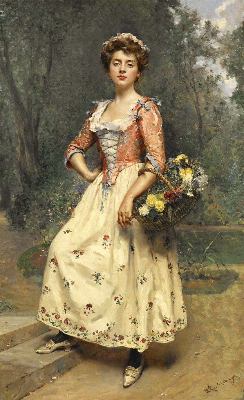 Spring Beauty, vintage artwork by Raimundo de Madrazo y Garreta, 12x8" (A4) Poster