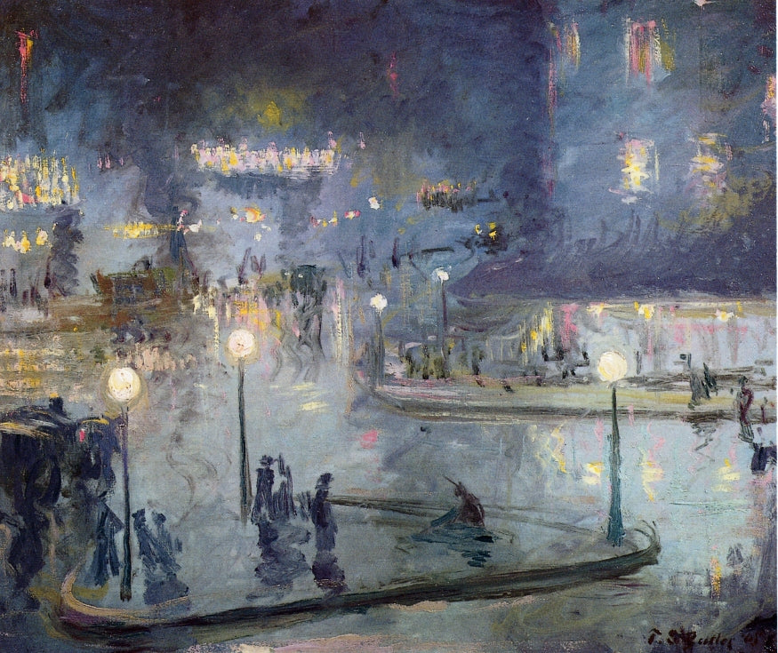 Place du Rome at Night, vintage artwork by Theodore Earl Butler, 12x8" (A4) Poster