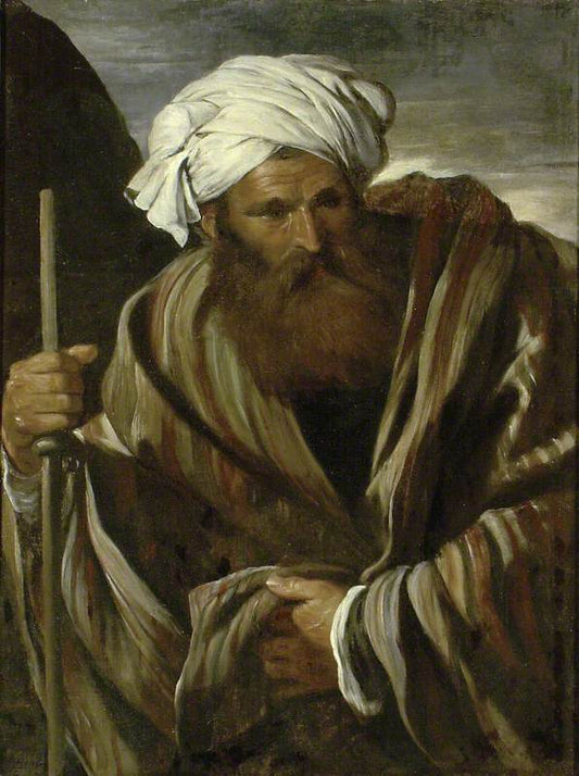An Oriental Figure, vintage artwork by Pier Francesco Mola, 12x8" (A4) Poster
