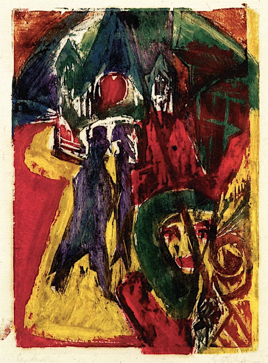 Cocotte on the Street by Ernst Ludwig Kirchner,16x12(A3) Poster