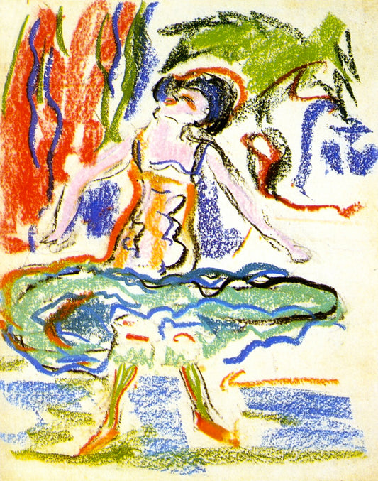 Cabaret Dancer, vintage artwork by Ernst Ludwig Kirchner, 12x8" (A4) Poster