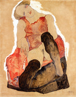 Girl with Black Stockings by Egon Schiele,16x12(A3) Poster