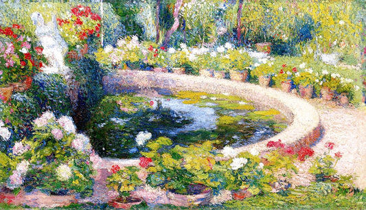 Bassin central de parc du Manoir de Marquayrol, vintage artwork by Henri Martin, 12x8" (A4) Poster