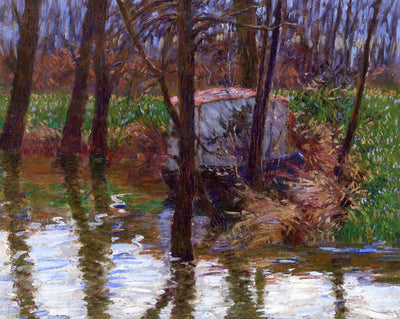 The River Epte with Monet's Aelier-Boat by John Leslie Breck,A3(16x12")Poster