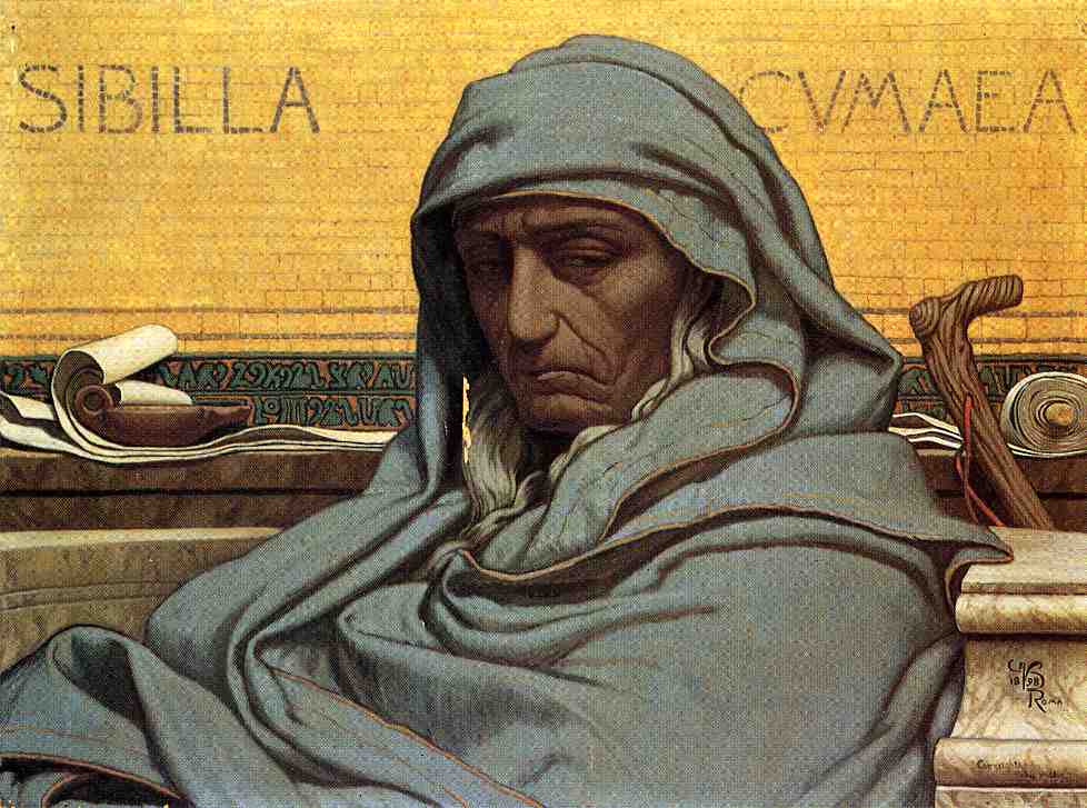 Sibilia Cumaea, vintage artwork by Elihu Vedder, 12x8" (A4) Poster