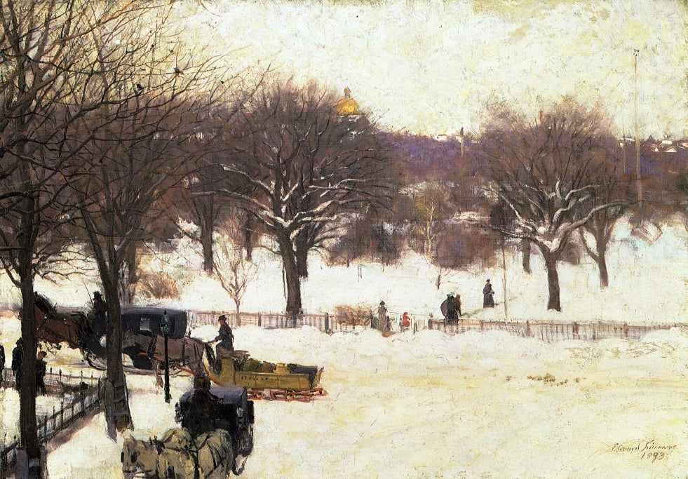 Boston Public Garden, vintage artwork by Edward E. Simmons, 12x8" (A4) Poster