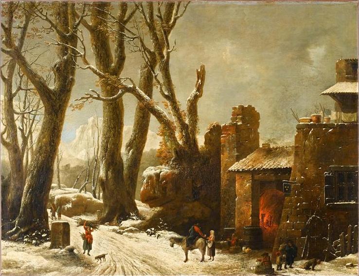 First Snow in Piedmont, vintage artwork by Cesar Van Loo, 12x8" (A4) Poster
