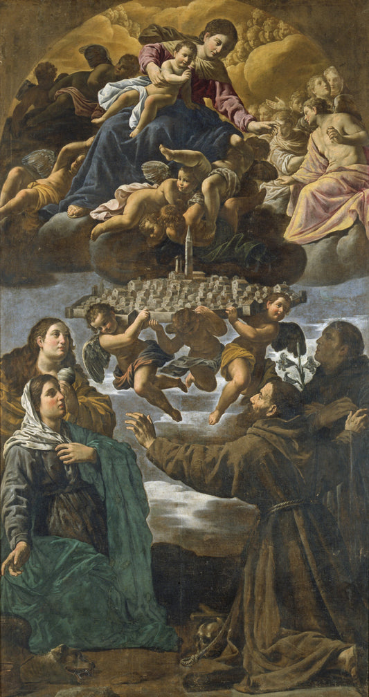 The Virgin with Saints, vintage artwork by Bassetti Marcantonio, 12x8" (A4) Poster