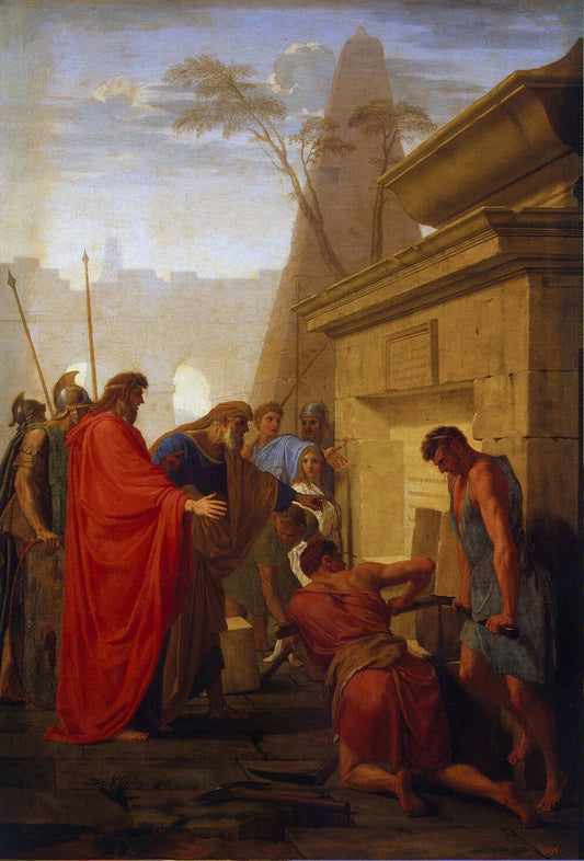Darius Hystaspis Opens the Tomb of Nitocry, vintage artwork by Eustache Le Sueur, 12x8" (A4) Poster
