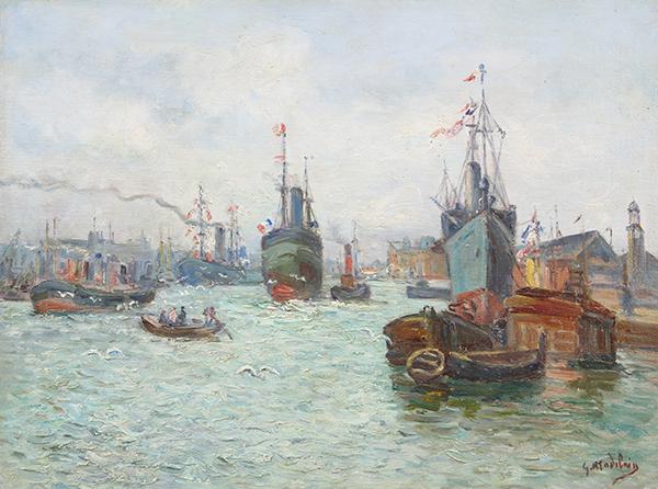 The Port at St. Nazaire by Gustave Madelain,A3(16x12")Poster