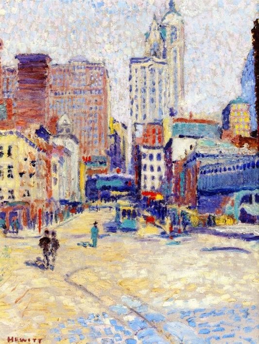The Singer Building from Lower Broadway, vintage artwork by Edwin Hawley Hewitt, 12x8" (A4) Poster