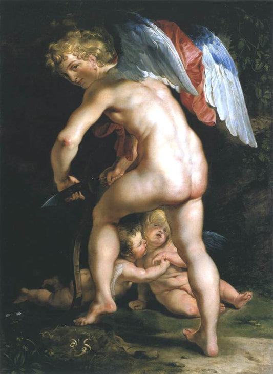 Cupid Making His Bow, vintage artwork by Peter Paul Rubens, 12x8" (A4) Poster