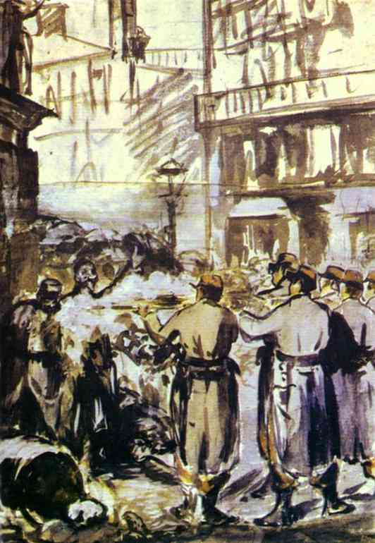 The Barricade (Civil War), vintage artwork by Édouard Manet, 12x8" (A4) Poster