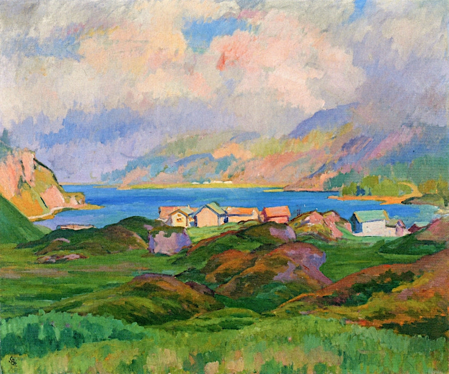 Capolago with Silsersee by Giovanni Giacometti,A3(16x12")Poster