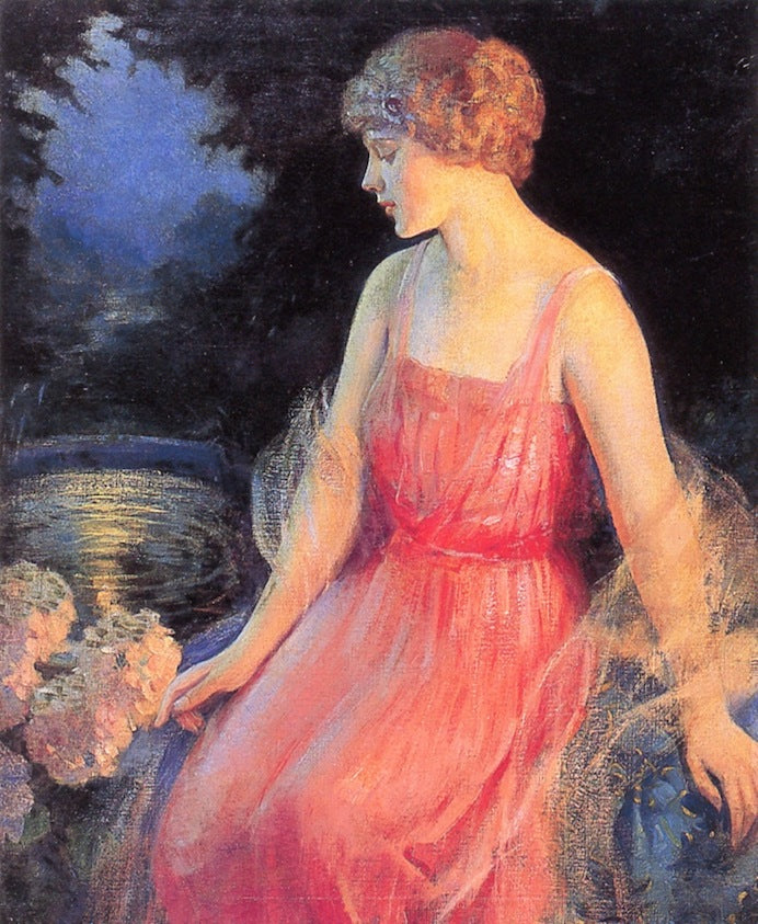 Woman with Hydrangeas by Frank H. Desch,16x12(A3) Poster