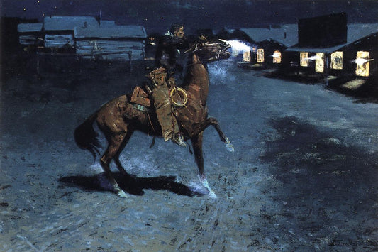 An Arguement with the Town Marshall, vintage artwork by Frederic Remington, 12x8" (A4) Poster