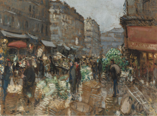 At the Market, vintage artwork by Pierre-Eugène Montezin, 12x8" (A4) Poster