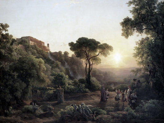 Landscape with a Vintage Scene near Tivoli, vintage artwork by Károly Markó, A3 (16x12") Poster Print