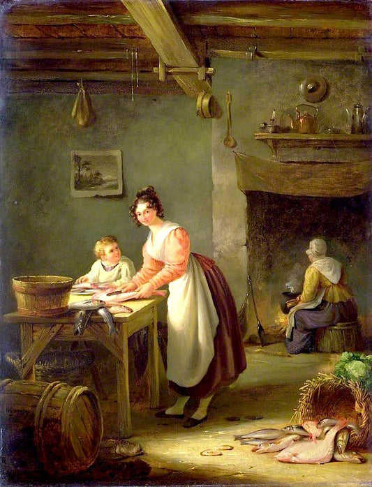 Cleaning the Fish, vintage artwork by Nicholas Condy, A3 (16x12") Poster Print